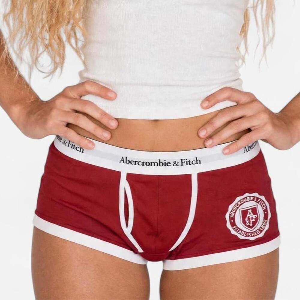 Abercrombie & Fitch Women's White and Red Shorts